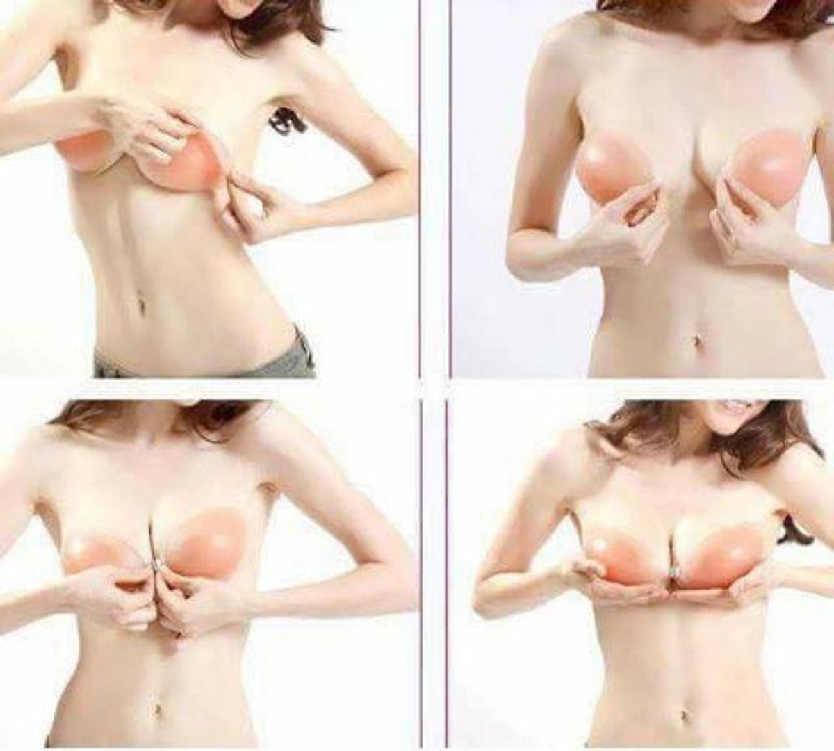 Áo Bra Dán Ngực Silicon Thái Lan Loại 1 (Màu Hồng, Dày, Siêu Đẩy, Siêu Dính,Tặng Kèm Dây Trong)