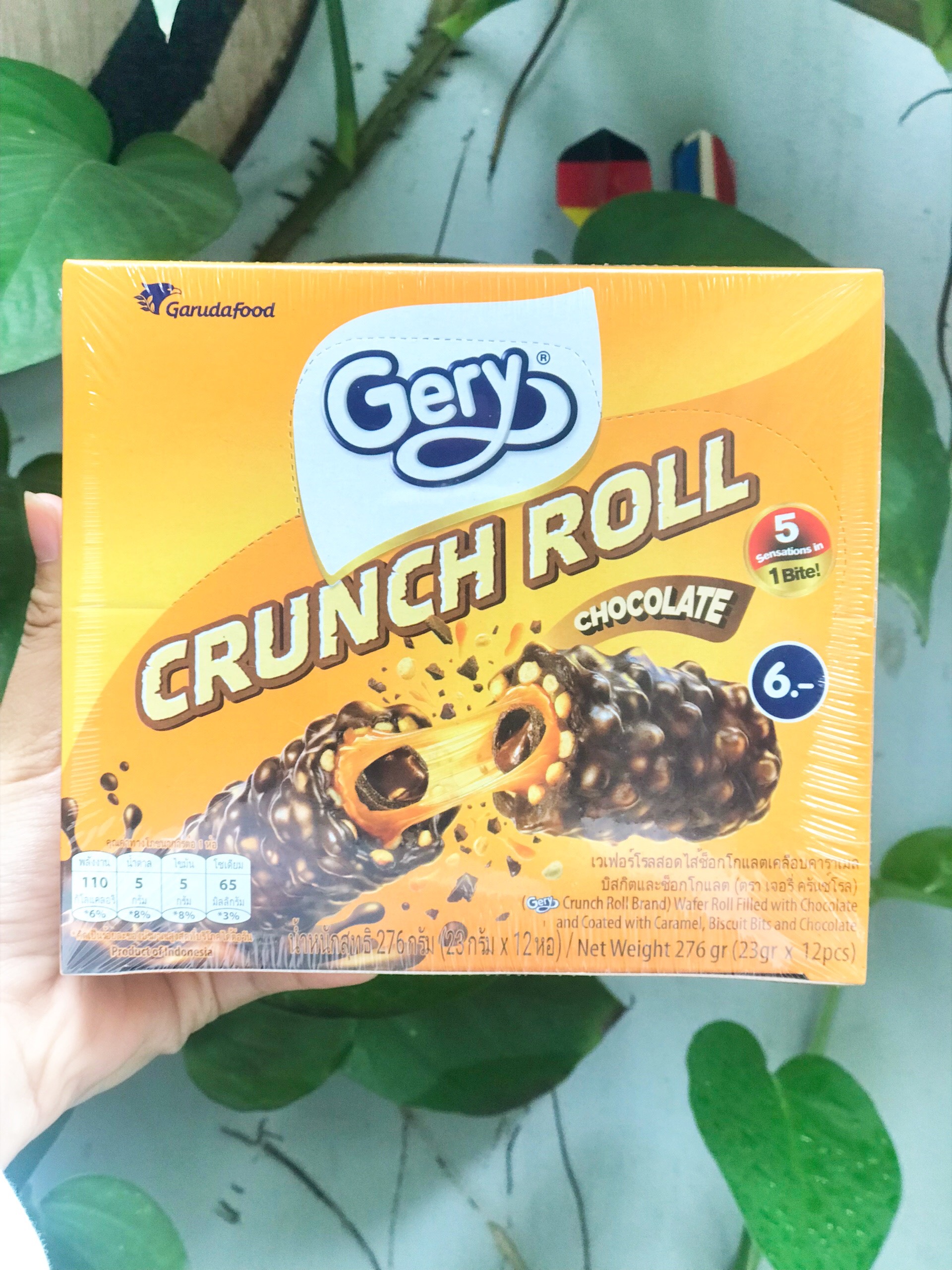 Bánh ống gery ống sôcôla crunch roll chocolate 276g