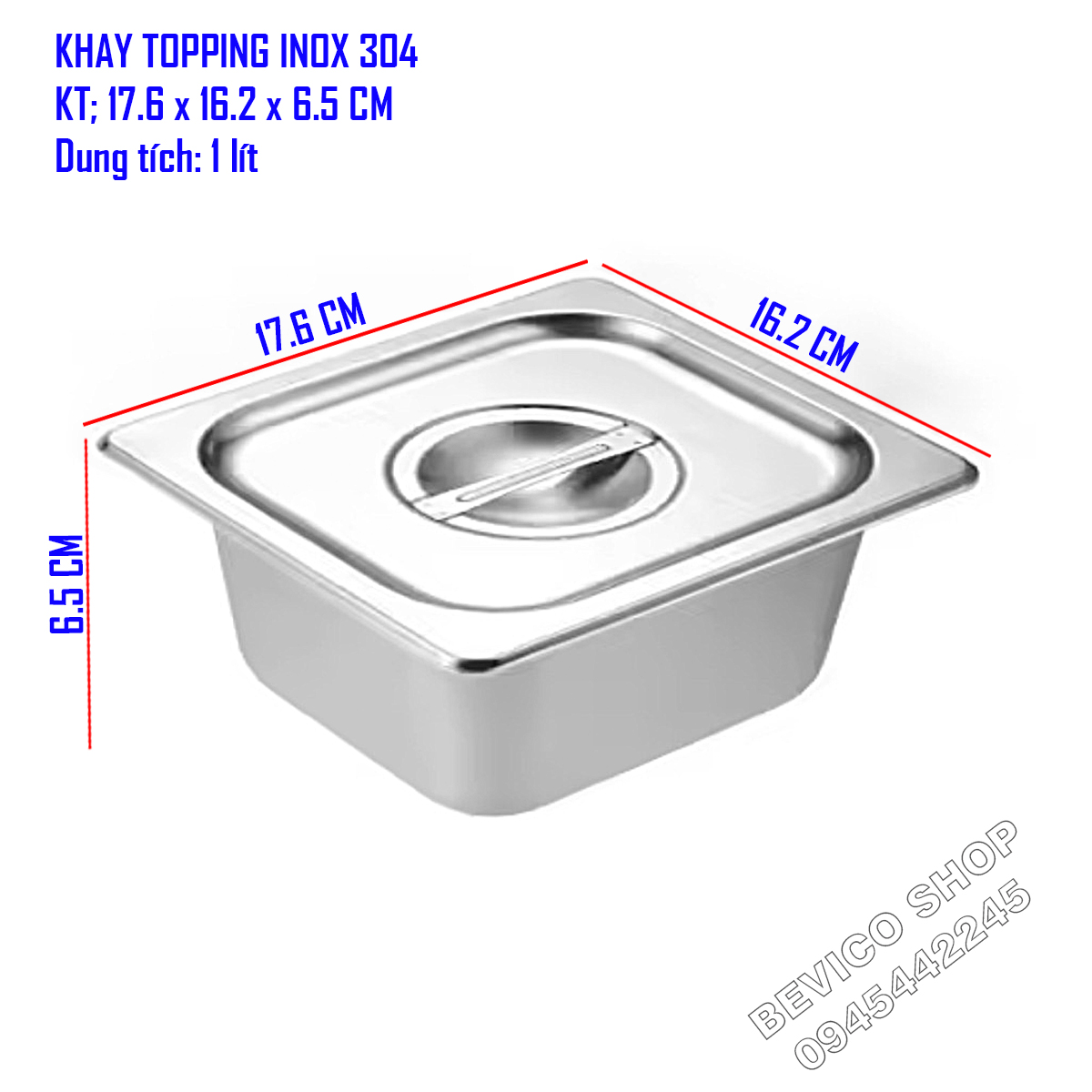 Khay inox đựng thạch topping, đựng thực phẩm (nhiều size)