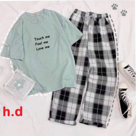 Sét áo touch me + quần kẻ karo đen HĐ12