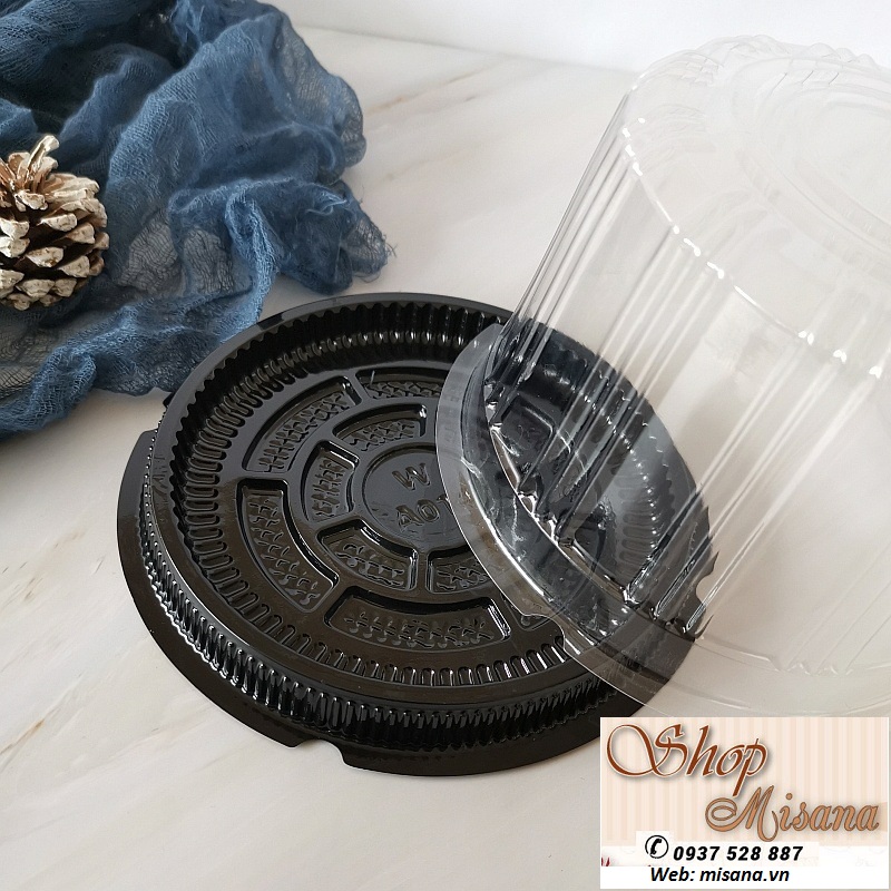 Combo 10 hôp nhựa tròn đựng bánh 14cm - A016 dùng đựng bánh bông lan trứng muối, rau câu, thực phẩm