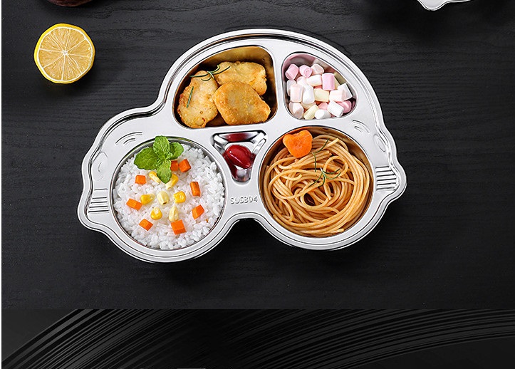 Khay đựng cơm cho trẻ em hình ô tô 29x22cm - khay đựng đồ ăn - khay cơm inox -khay cơm,khay ăn dặm cho các bé inox 304 cao cấp 100%