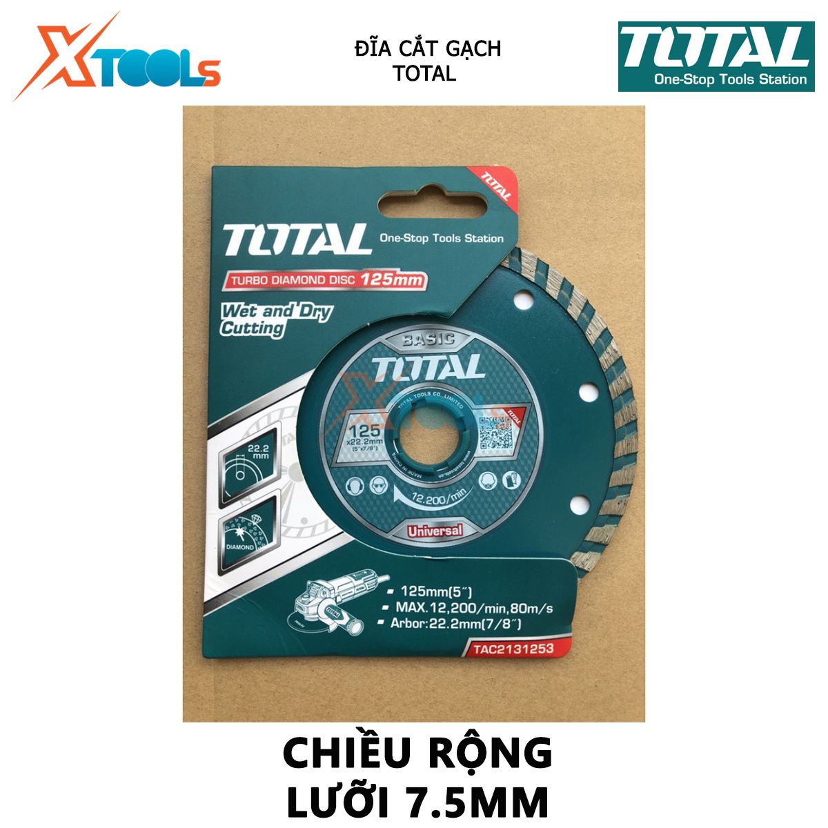 Total mini cutting disc tile width 7.5mm, full size 5-7-9inch, for industrial tile cutting xtools