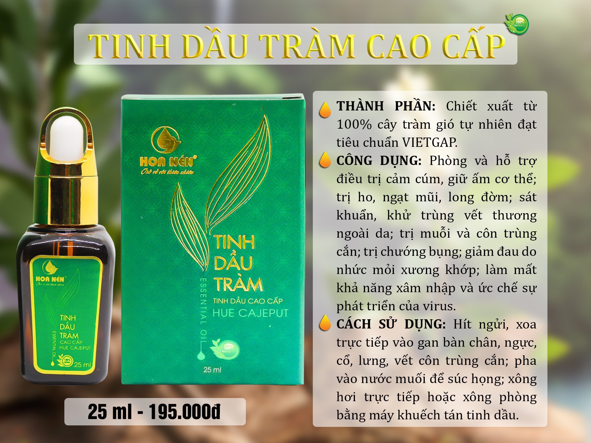 Tinh Dầu Tràm Hoa Nén Loại Cao Cấp 25 ml
