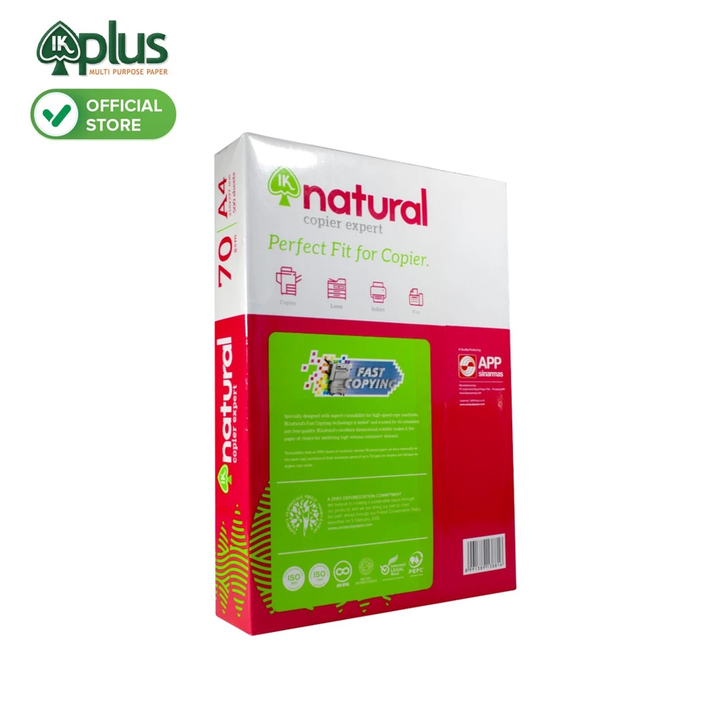 1 Ream 500 Tờ Giấy IK Natural 70gsm Khổ A4 - Giấy in văn phòng chính hãng