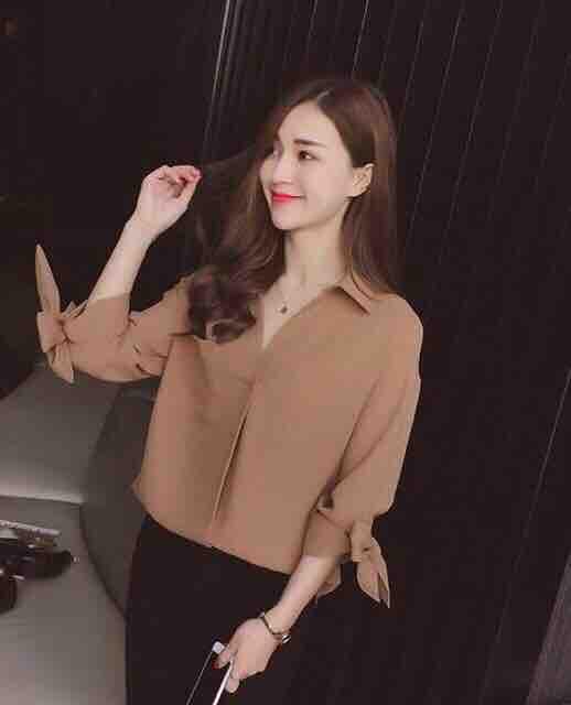 [HCM]ÁO SƠMI CỘT NƠ TAY LỠ