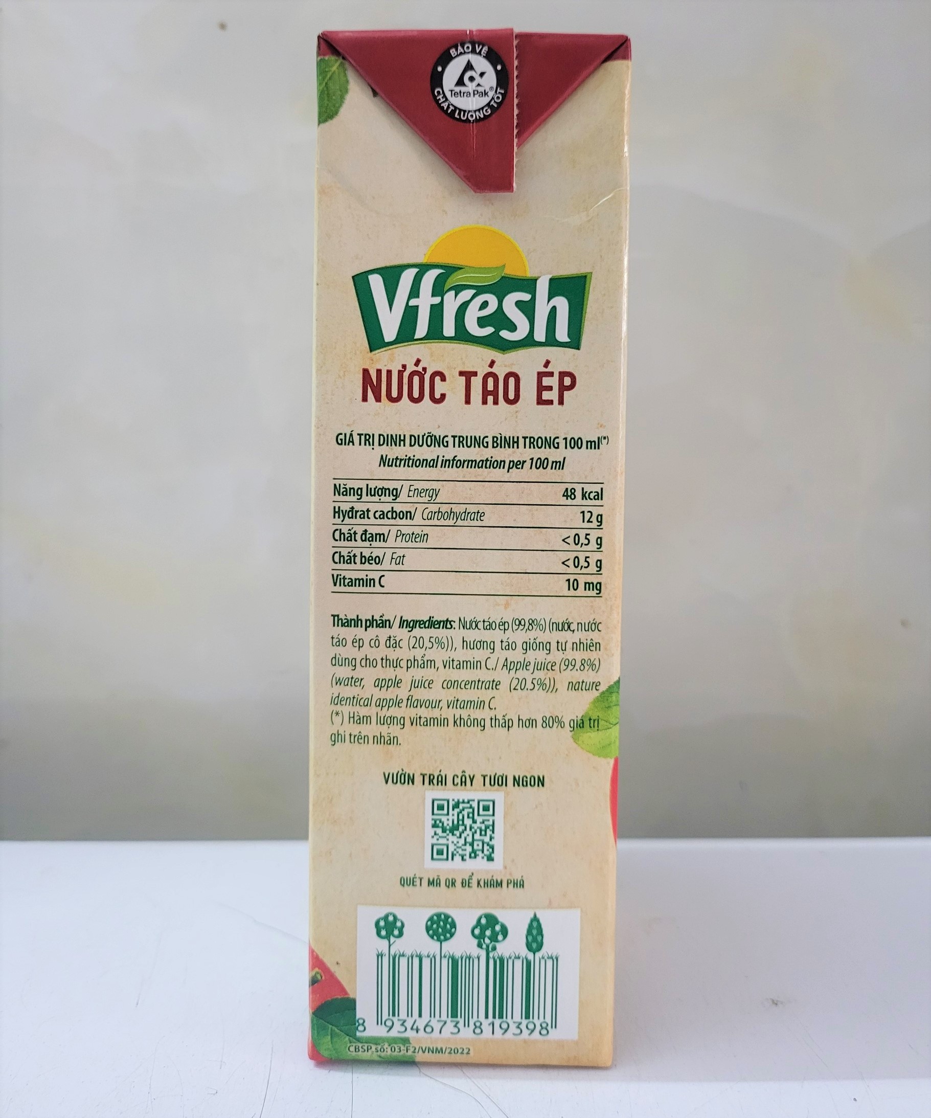 [Hộp 1 Lít] NƯỚC TÁO ÉP VFRESH [VN] VINAMILK Apple Juice (halal)