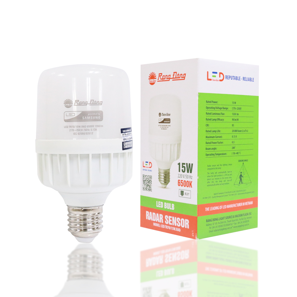 Bóng đèn LED BULB cảm biến 15W Rạng Đông (TR70.RAD/15W)