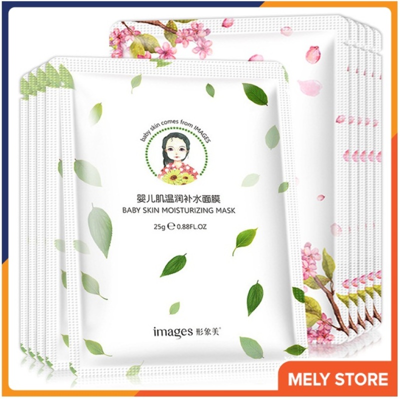 Combo 5 mặt nạ giấy dưỡng da trà xanh Và hoa anh đào Images giúp dưỡng ẩm, làm trắng, se khít lỗ chân lông, làm săn và tăng độ đàn hồi, mặt nạ giấy dưỡng da trắng nội địa Trung SPU059