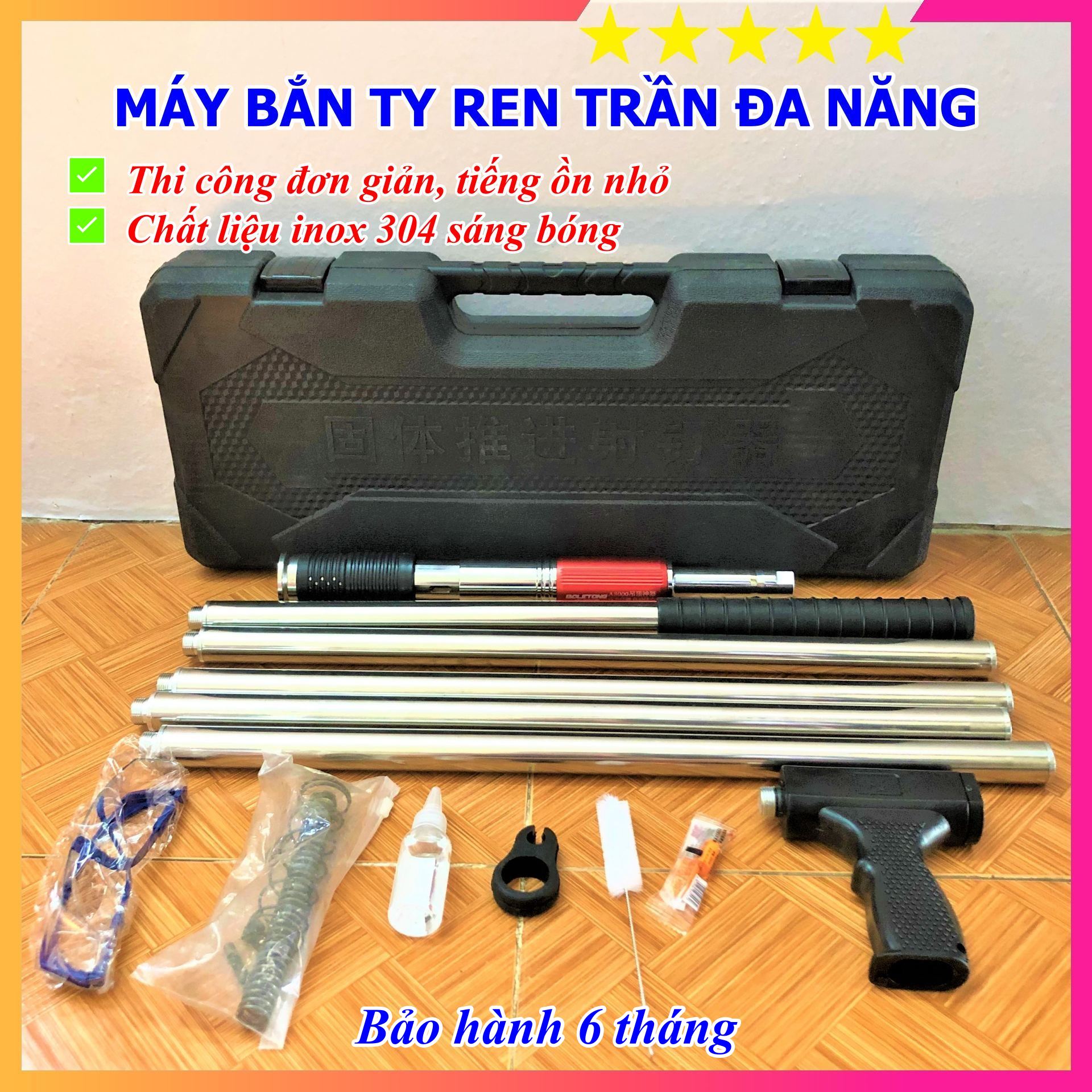 Máy bắn ti ren trần loại dài - chuyên bắn đinh bê tông - bắn thép dày 6 li - bảo hành 6 tháng
