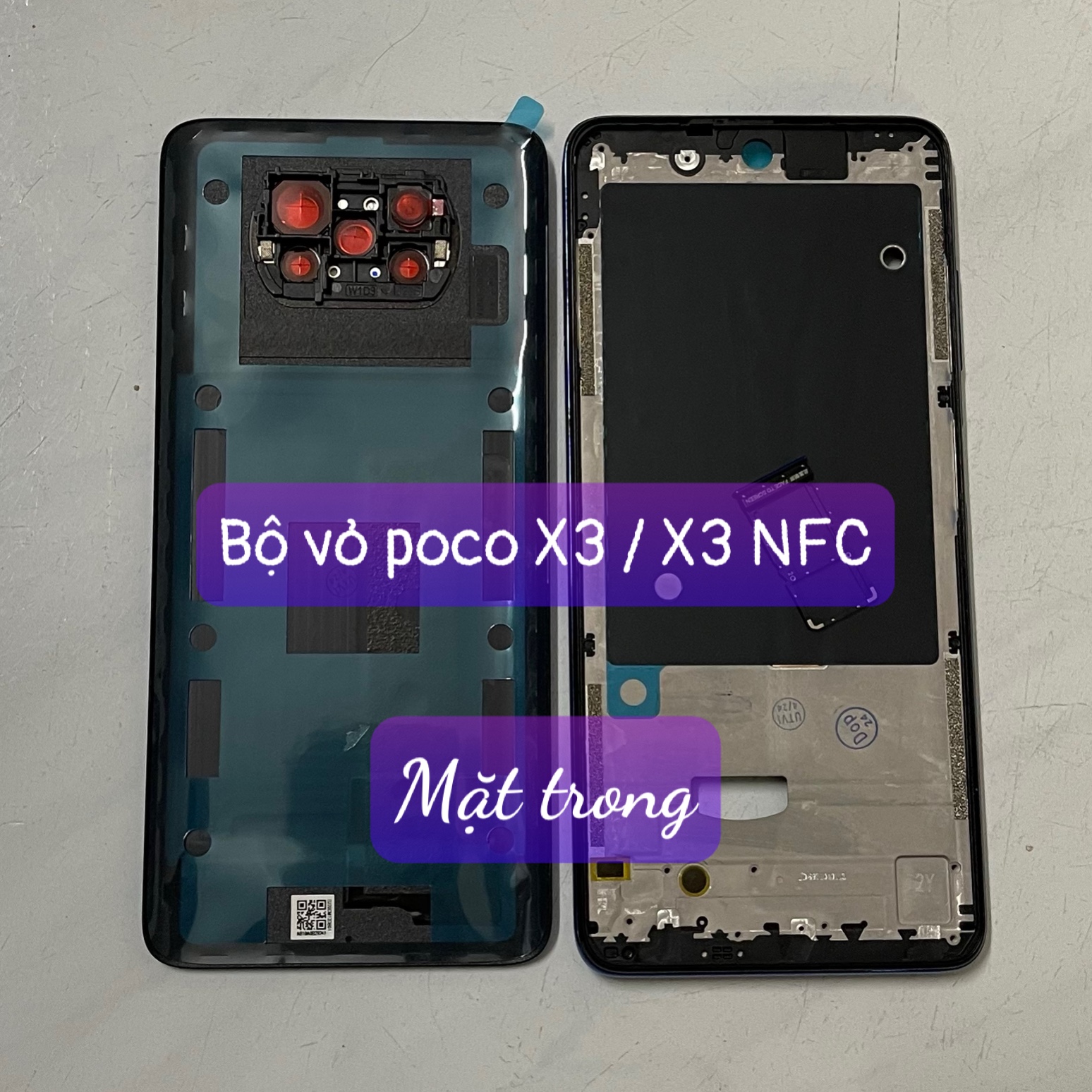 bộ vỏ xương Poco X3 / X3 pro / X3 NFC lắp chung,kèm khay sim,cụm kính camera