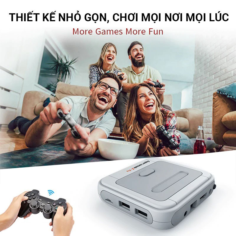 Máy chơi gamer điện tử 4 nút Super Console X-Tích hợp 33.000+ trò chơi, Game box TV HDMI/ AV - Máy chơi game không dây trên tivi Console X Pro cho PSP / N64 / DC / NDS / PS1