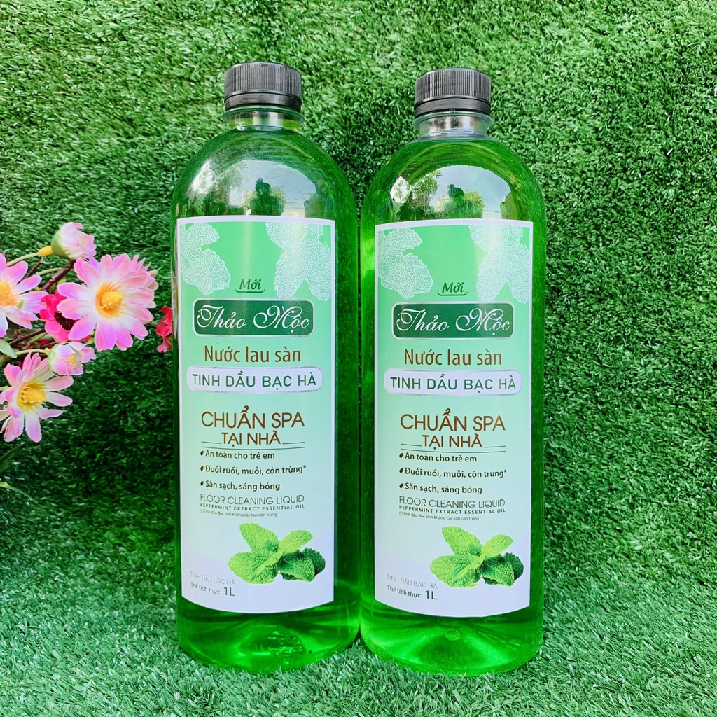 2 chai nước lau sàn thảo mộc sả chanh - bạc hà 1 lít