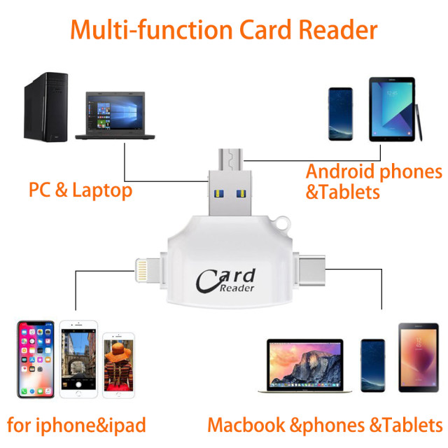 Đầu đọc thẻ nhớ đa năng cho Iphone,Type C,Micro USB, cổng USB máy tính.