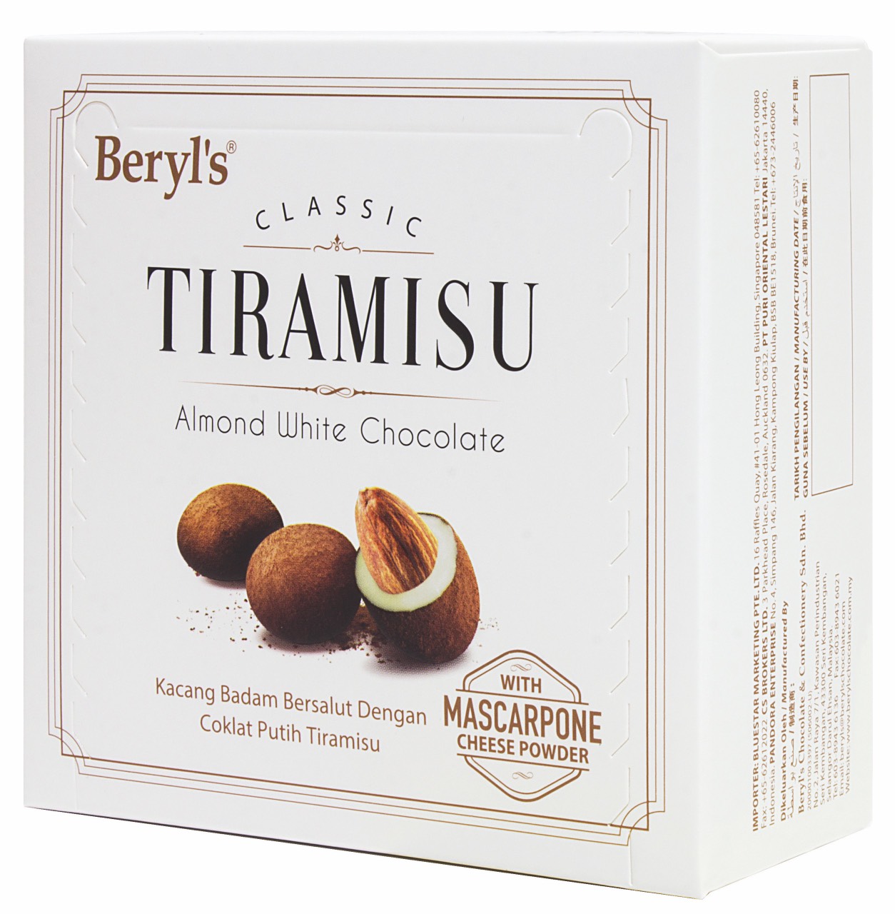 Date 11/25 Socola Beryls Tiramisu Malaysia 65G - socola sữa, socola trắng