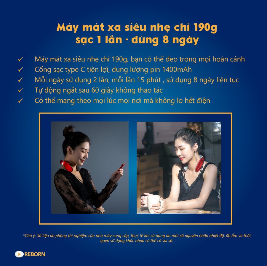 Máy mát xa cổ gáy hiệu Reborn Hàn Quốc (màu đỏ đô)
