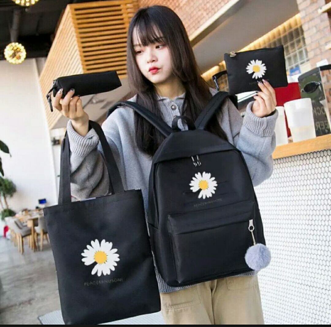 [HCM]sét bộ balo 4 món thêu hoa cúc