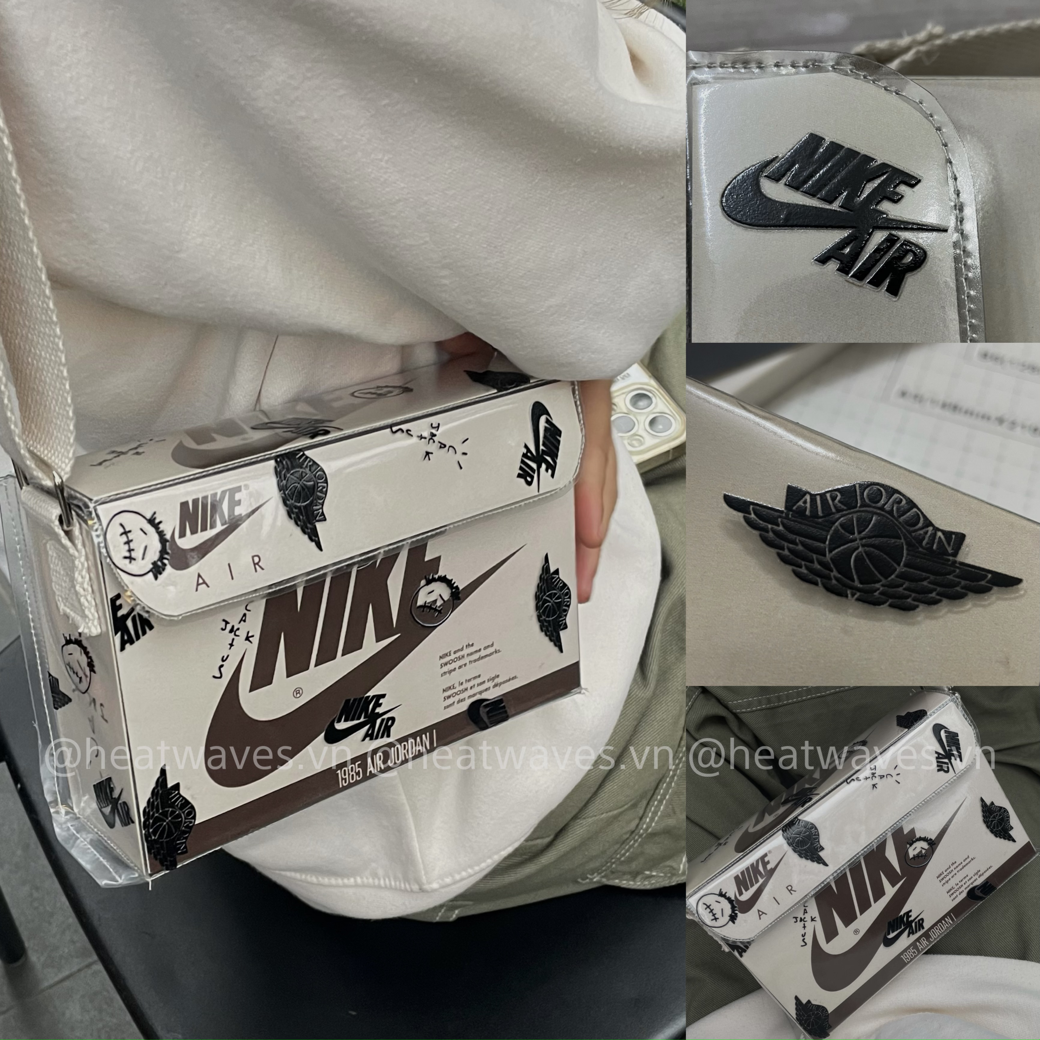 Túi hộp đeo chéo Nike trắng kem Logo 3D Box shoes custom mini bag ...