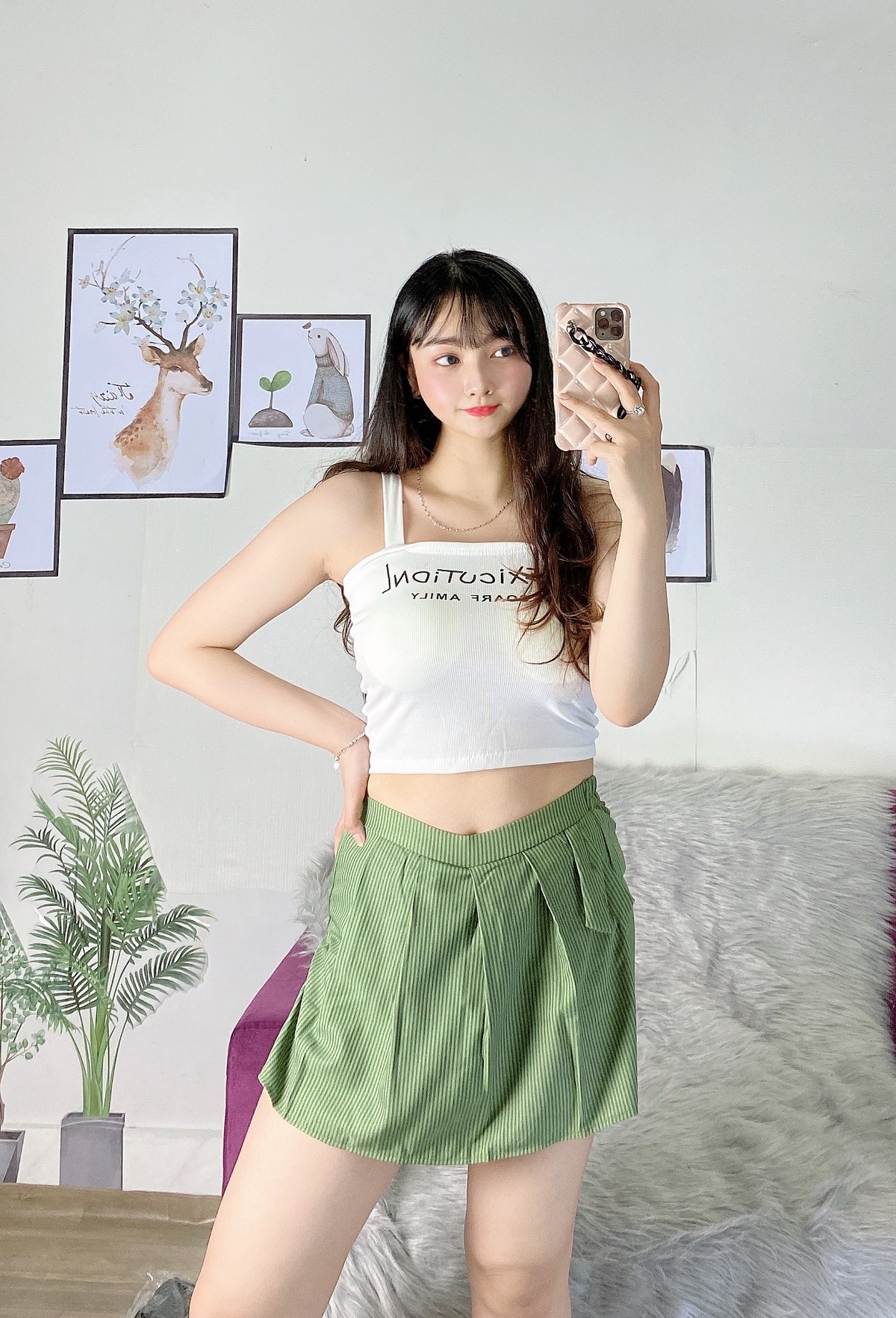 Quần giả váy nữ dáng ngắn lưng thun co dãn,freesize dưới 58kg