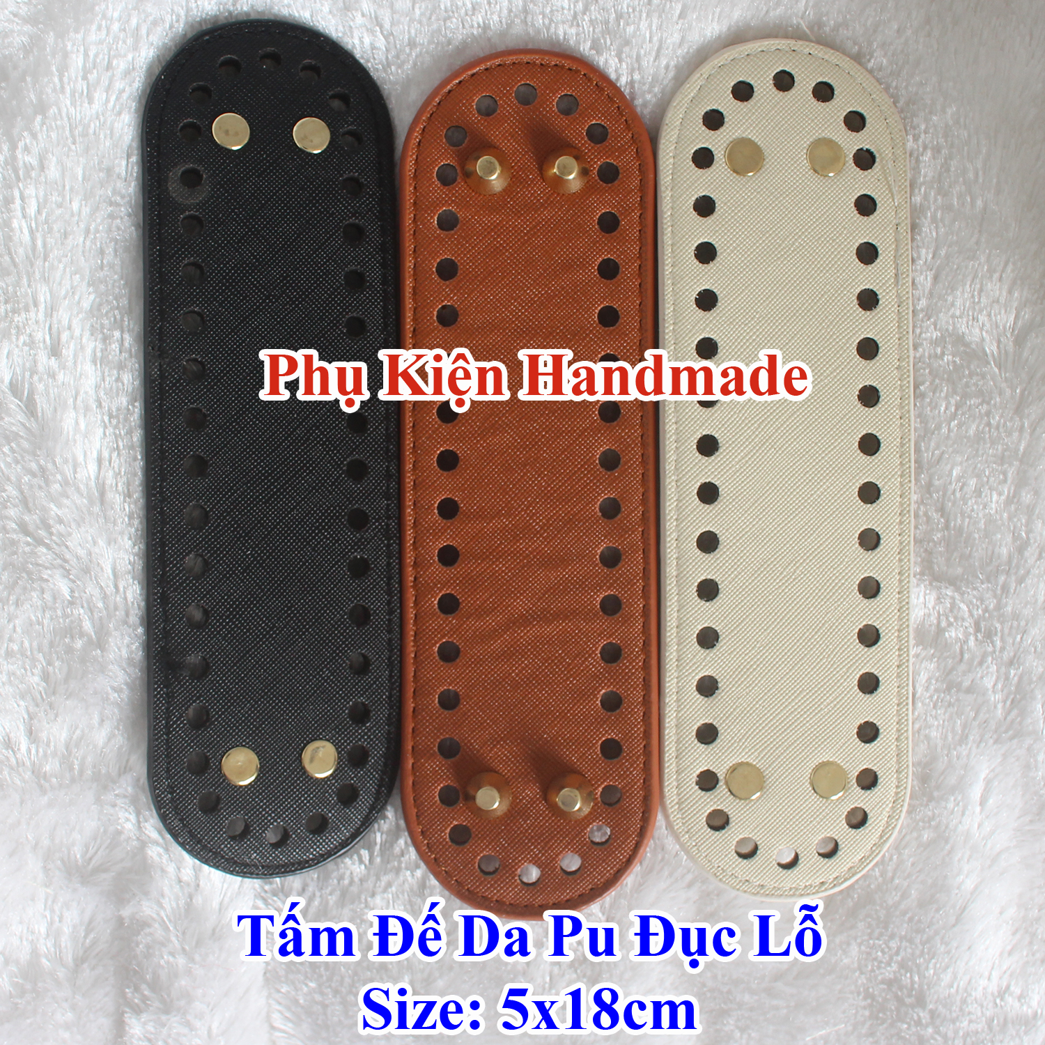 Tấm đế da pu đục lỗ 5x18 cm trang trí túi xách (50k /tấm)