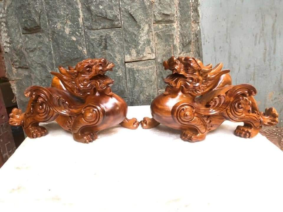 Cặp tỳ hưu gỗ hương ngang 30cm