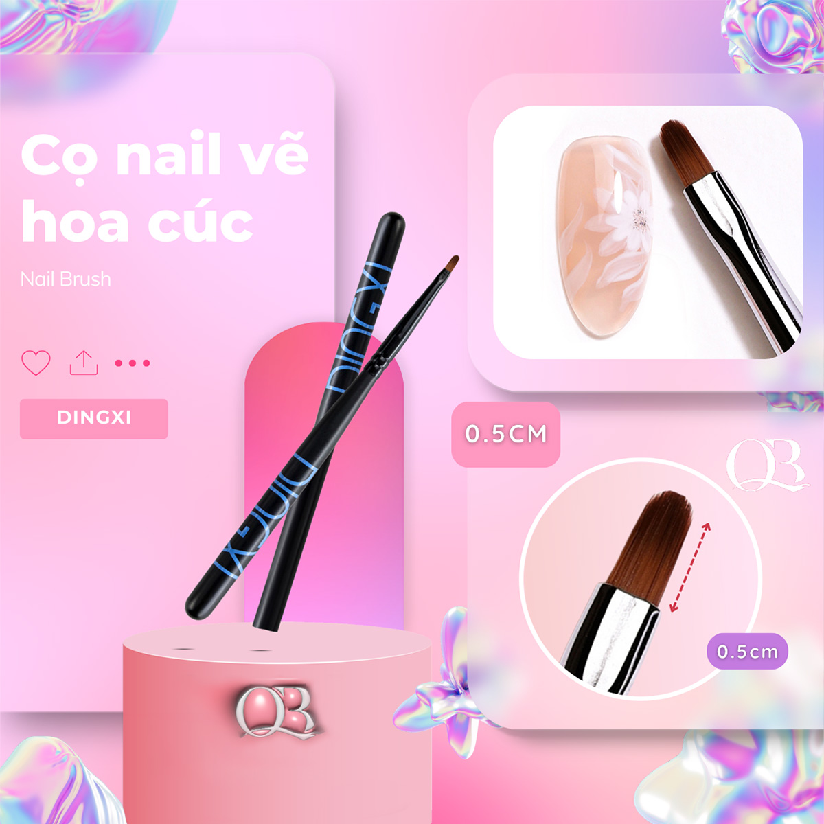 Cọ vẽ nail cọ vẽ hoa cúc (cọ bản tròn) Dingxi