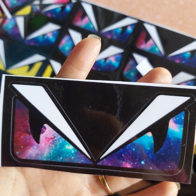 Combo 2 Tem Sticker Con Mắt Fendi Ngang Tem Galaxy Màu Độc Quyền Dán Xe Giá Rẻ
