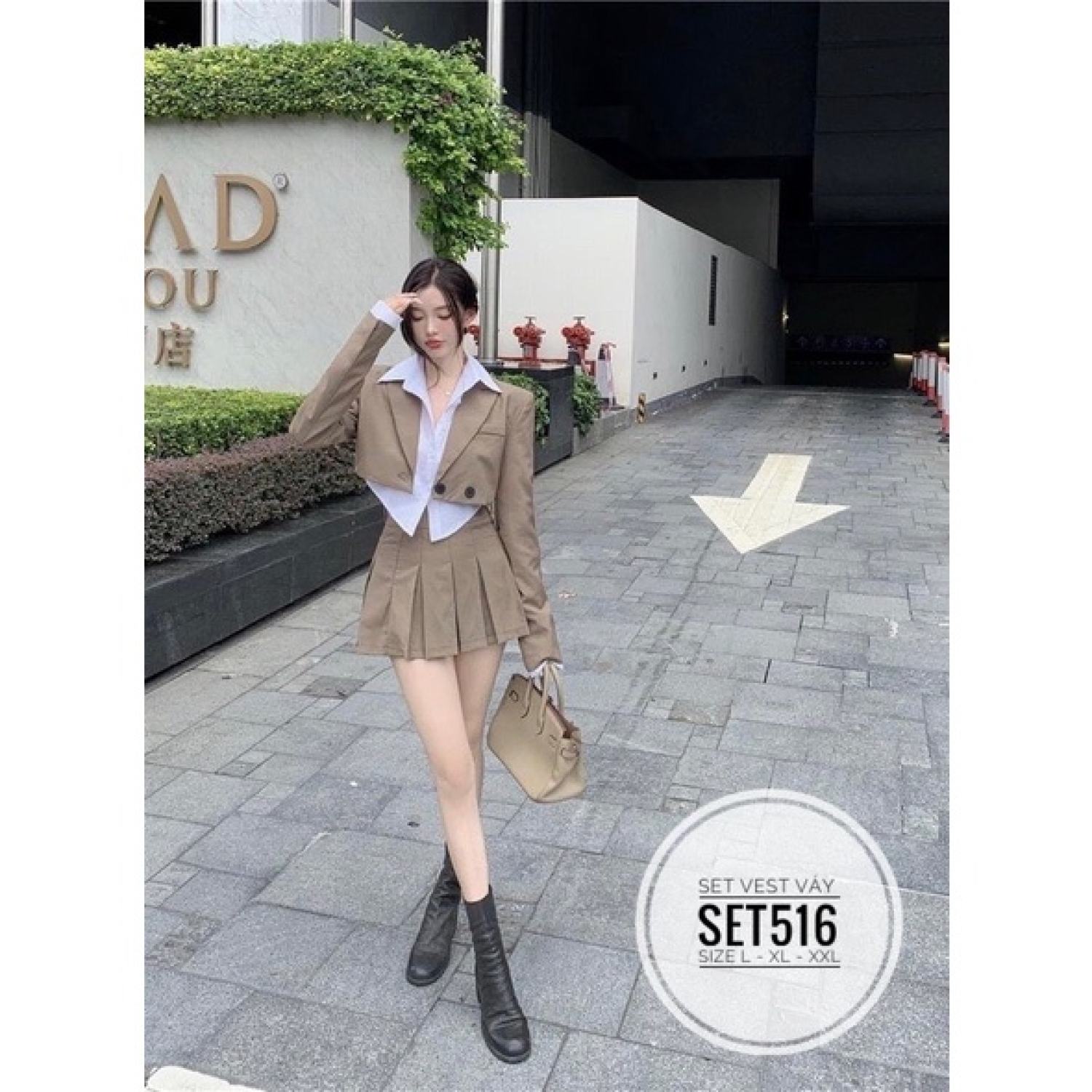 [SẴN] ẢNH THẬT (60-90kg) Bigsize Minstore.vn Set vest váy SET516