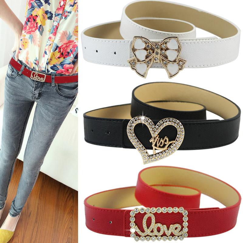 Dây nịt cho nữ mặt đính đá chữ love (3 màu)