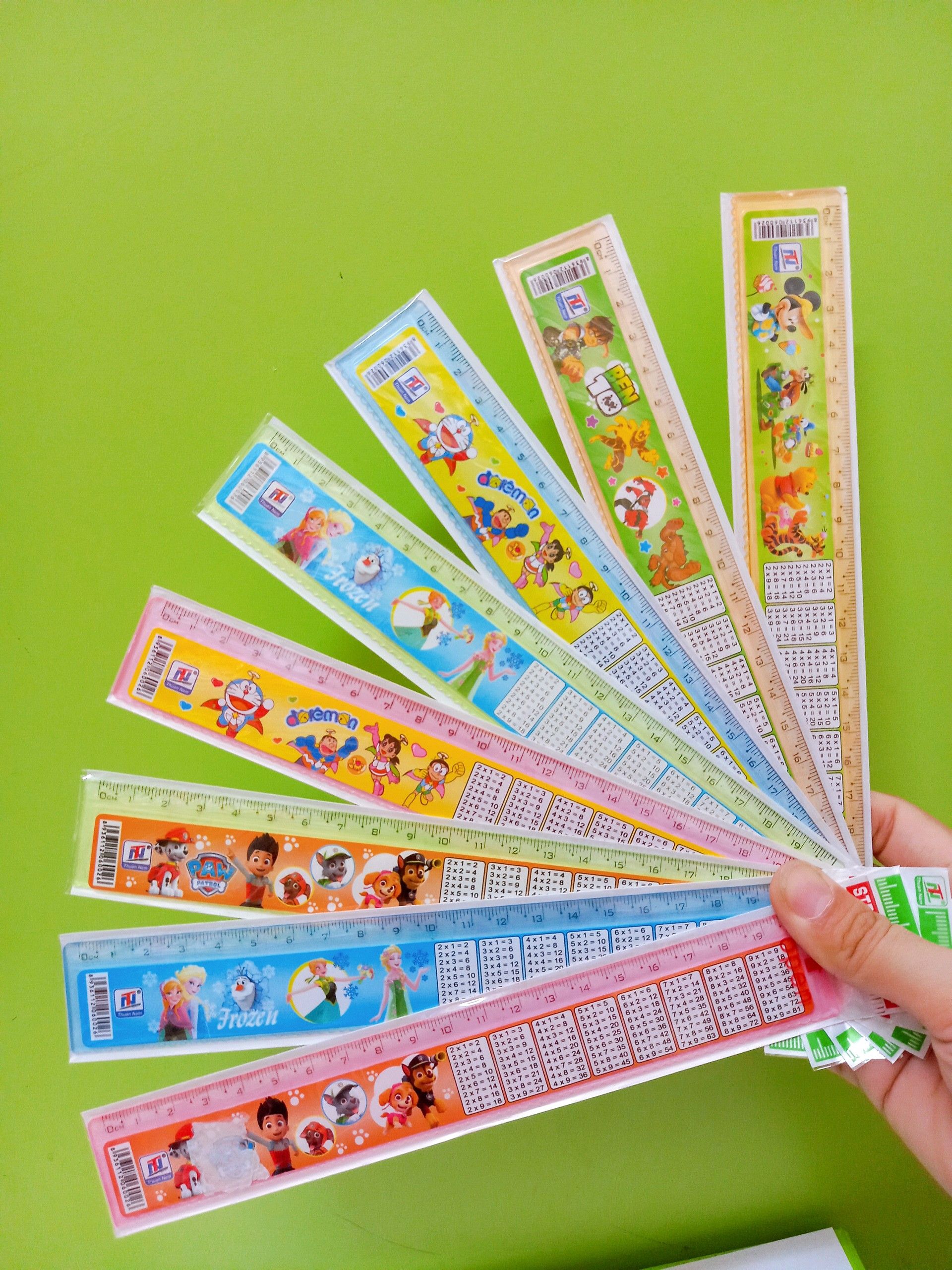 Thước cửu chương 20cm, Set gồm 2 cây thước (nhiều mẫu dễ thương)