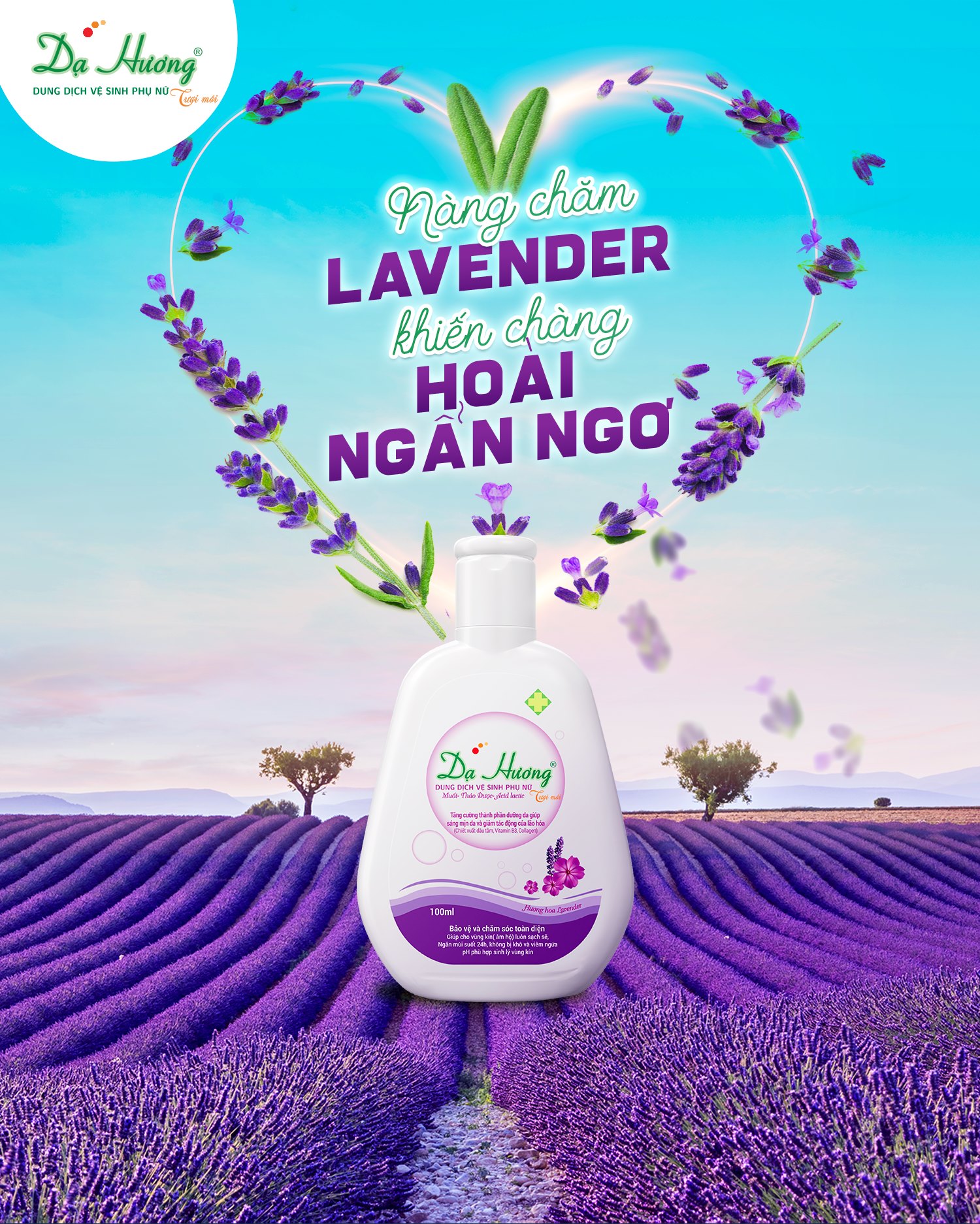 Dung dịch vệ sinh phụ nữ Dạ Hương 100ml - hương lavander (MÀU TÍM)