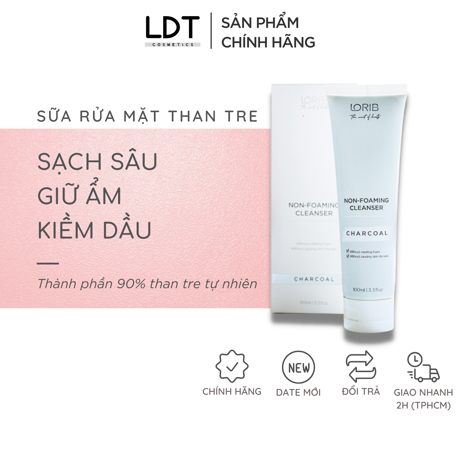 [HCM]Sữa Rửa Mặt Than Tre Không Bọt Lori B 100ml