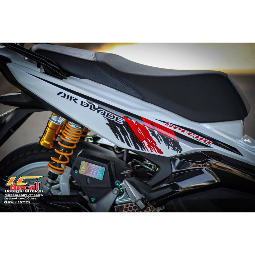 TEM RỜI mẫu ADN Special Edition đỏ đen dán Airblade AB trắng -