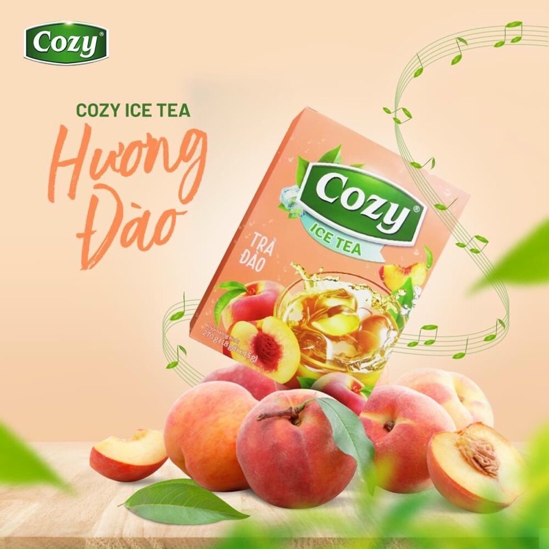 Trà cozy hòa tan hương đào 270gr hộp 18 gói