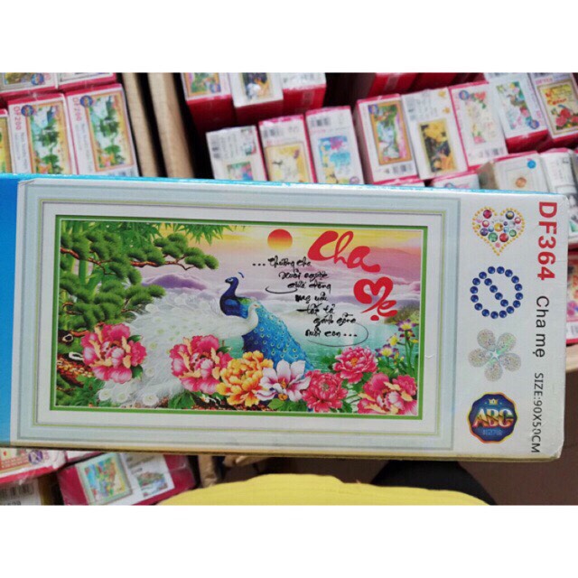 [HCM]Tranh đính đá CHA MẸ DF364 (90x50cm) chưa đính