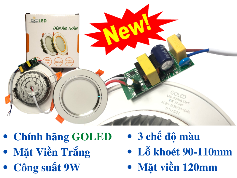 Đèn Led Âm Trần led downlight 3 chế độ màu 7w, 9w Cao cấp