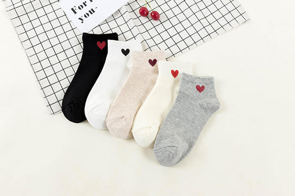 combo 5 đôi tất Cổ Tim ngắn cổ dễ thương