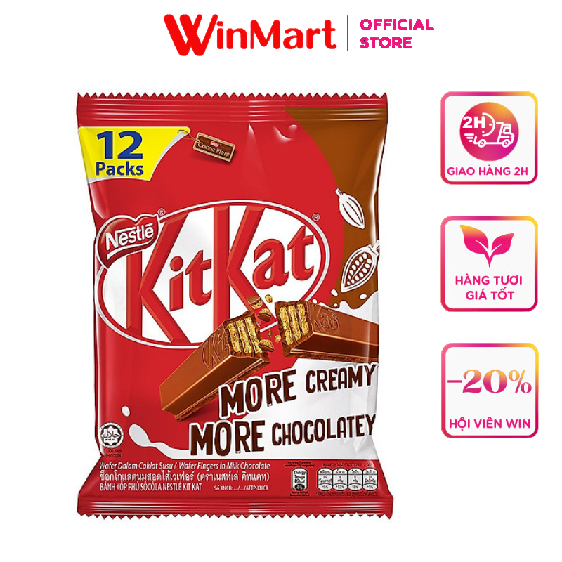 - bánh sô cô la kitkat nestlé gói 12 thanh x 17g