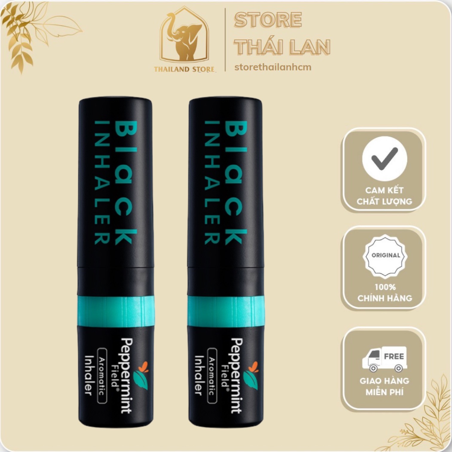 Ống hít thông mũi bạc hà 2 đầu black peppermint field thái lan