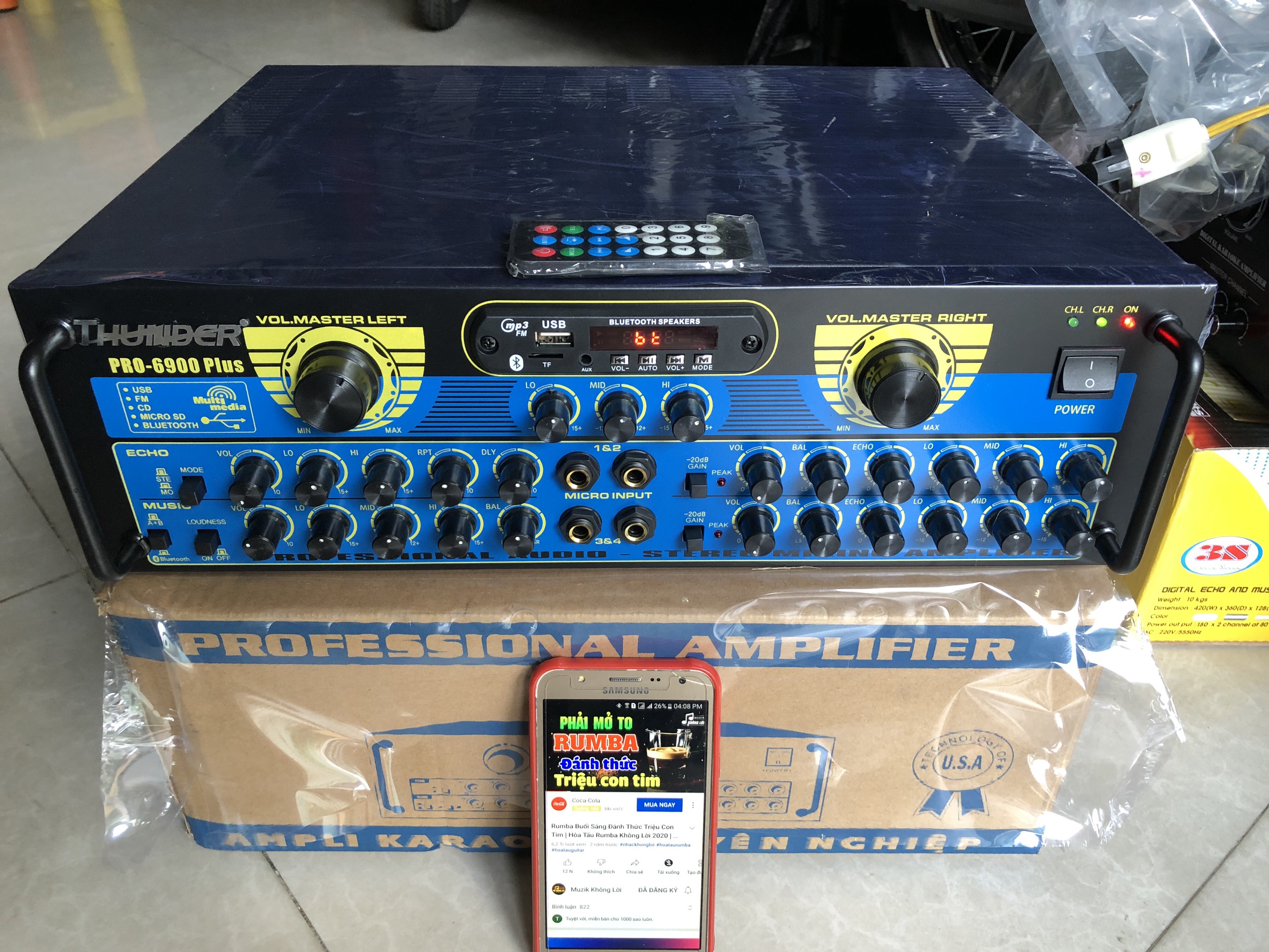 Amply Thunder Pro-6900 Plus chạy 12 sò-Bluetooth Cs 750W