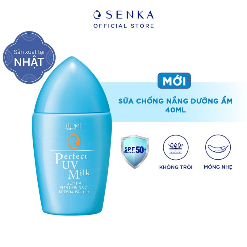 Kem chống nắng dạng sữa khô thoáng, bảo vệ da ngăn ngừa lão hóa Senka Perfect UV Milk 40ml nhập khẩu