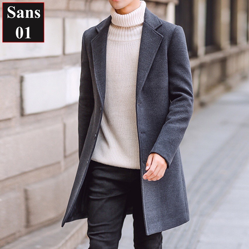 Áo măng tô nam dáng dài Sans01 khoác dạ hàn quốc blazer mangto giá rẻ đen xanh vàng size S M L XL bigsize 2XL 3XL 4XL 5XL trech coat men