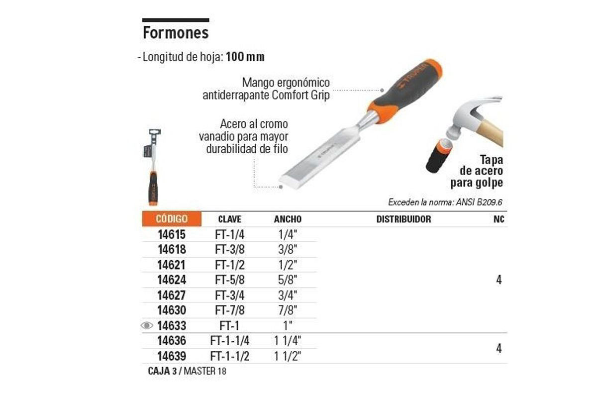 Đục gỗ 1"" - (25mm) FT-1 Truper - 14633