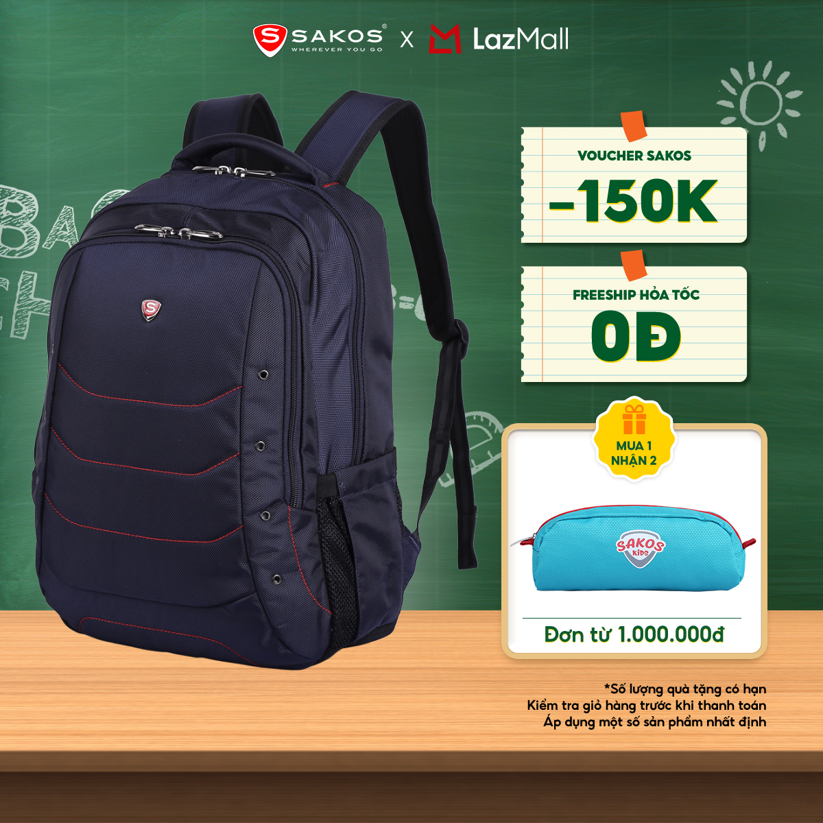 Balo laptop CAO CẤP SAKOS BRISK 15.6 inch cho người ưa sự gọn gàng & thanh lịch