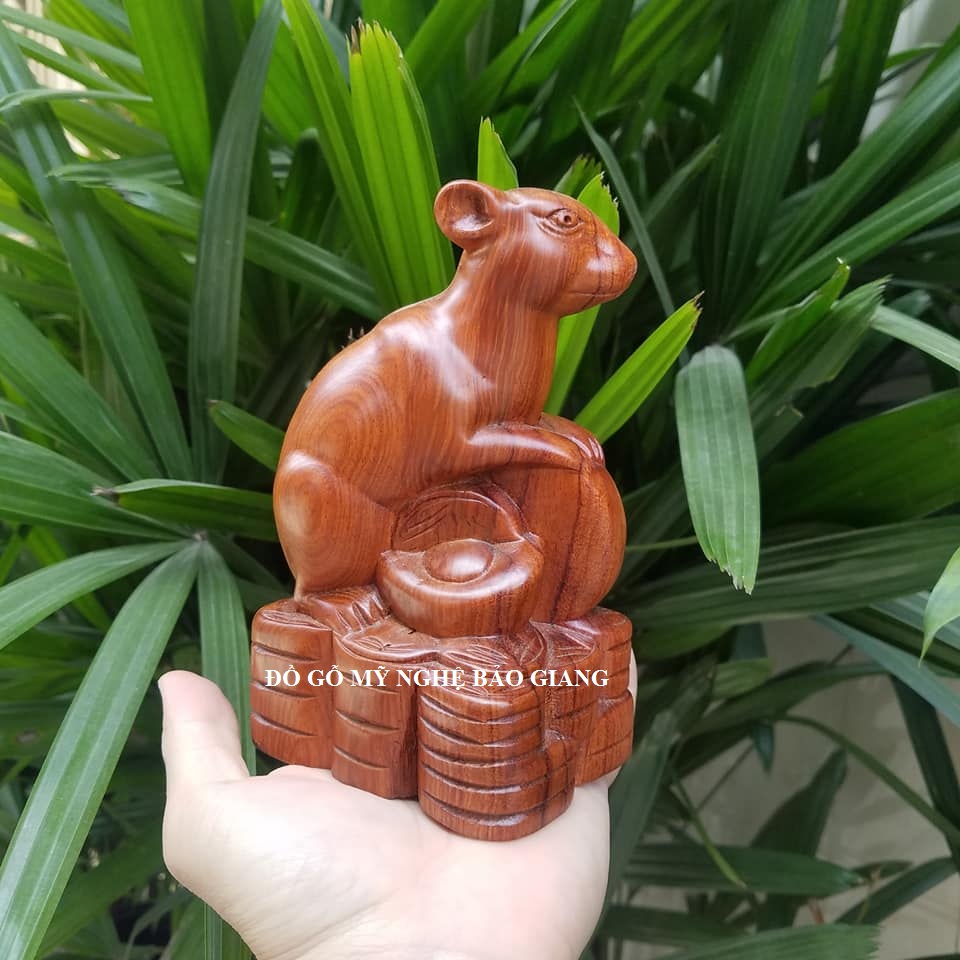 Tượng con chuột gỗ hương