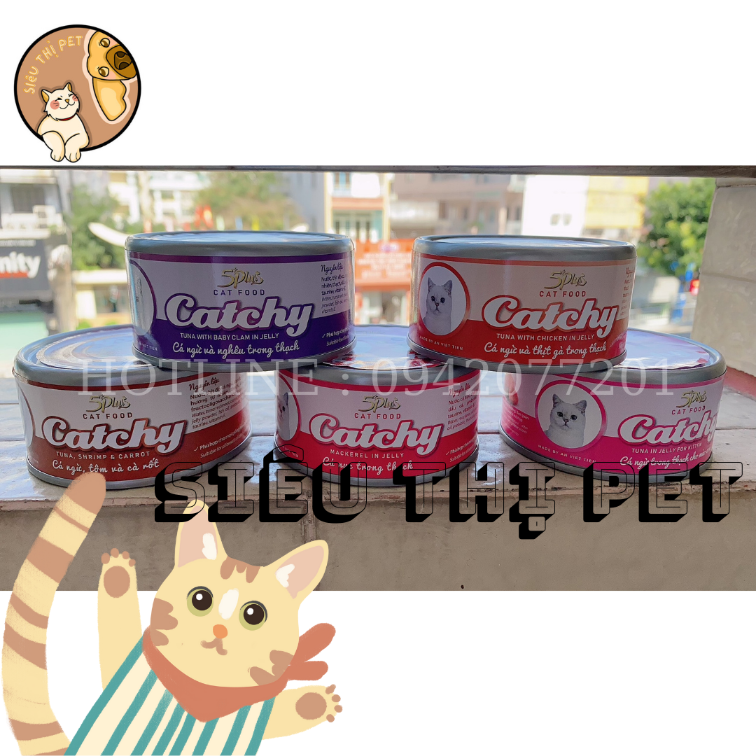 (MIỄN SHIP) Pate cho mèo làm từ thịt cá thật CATCHY 170g