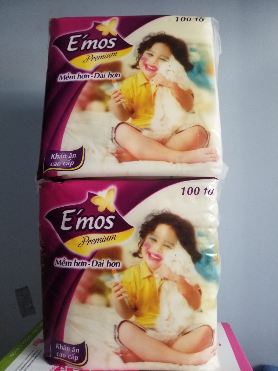Combo 2 khăn ăn emos bịch 100 tờ
