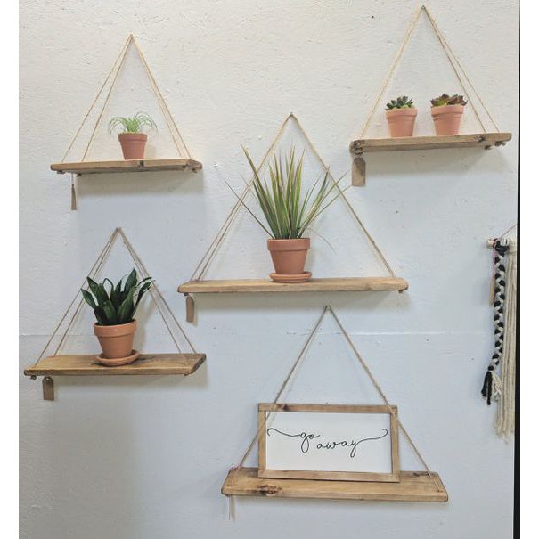 Kệ gỗ 1 tầng treo dây trang trí Decor (45x15)