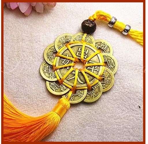 Dây xu HOA MAI THẬP TOÀN dài 30cm(10 cánhđỏ, vàng)