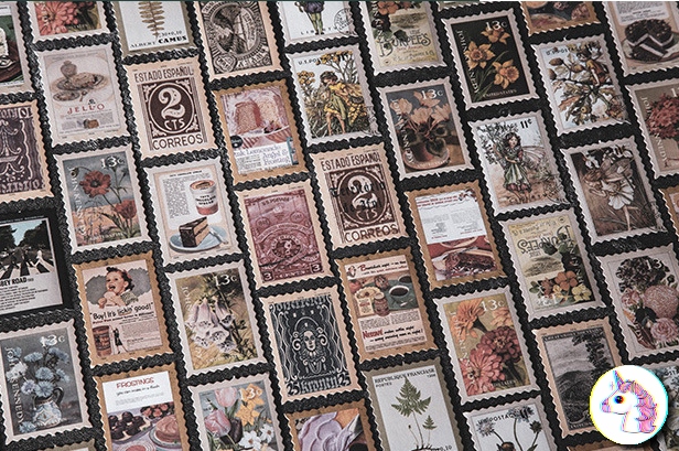 set 100 sticker vintage - sticker tem thư - little postman